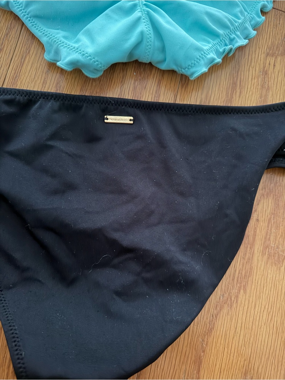 Lot of 2 Victoria's Secret Aqua & Black Bikini Swim Bottoms Bathing Suit Small S - Picture 9 of 9